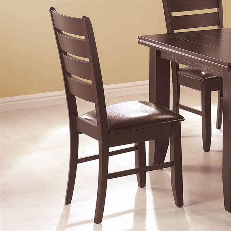 Home Square 4 Piece Set with Dining Table Bench and 2 Chairs in Cappuccino