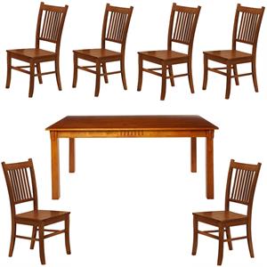 home square dining set with dining table and 6 side chairs in sienna brown