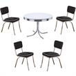 Home Square Retro Round Dining Table Set with 4 Chairs in Chrome
