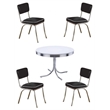 Home Square Retro Round Dining Table Set with 2 Chairs in Chrome