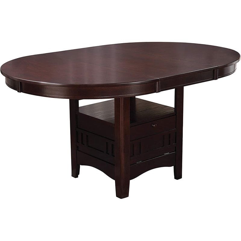 Home Square 5 Piece Solid Wood Extendable Oval Dining Table Set in Espresso