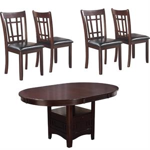 home square extendable storage dining table set and 4 chairs in espresso