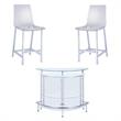 Home Square 3 Piece Set with Home Bar Unit with Clear Acrylic Front and 2 Chairs