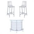 Home Square 3 Piece Set with Home Bar Unit with Clear Acrylic Front and 2 Chairs