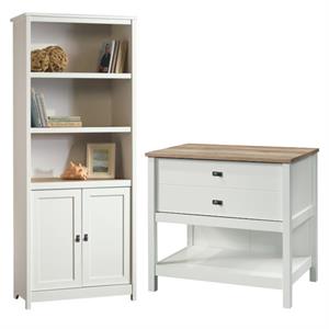 home square 2 piece furniture set with 3-shelf bookcase & lateral filing cabinet