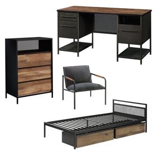 home square 4 piece set with executive desk 3-drawer chest mates bed and chair