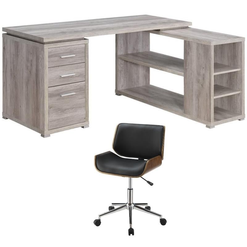 Home Square 2 Piece Furniture Set with L-Shaped Desk & Faux Leather Office Chair