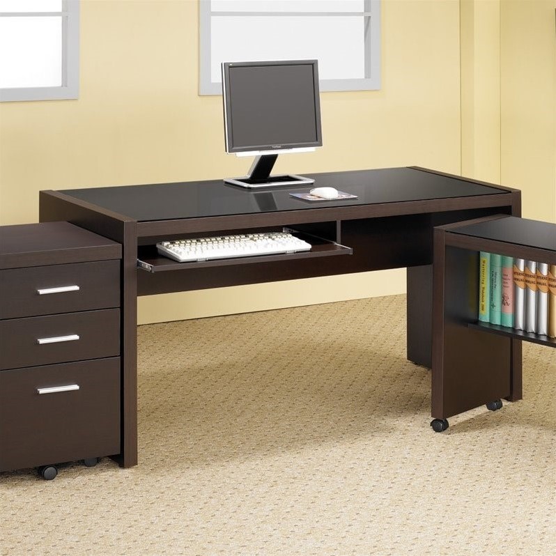 Home Square 2-Piece Furniture Set with Computer Desk & Faux Leather Office Chair