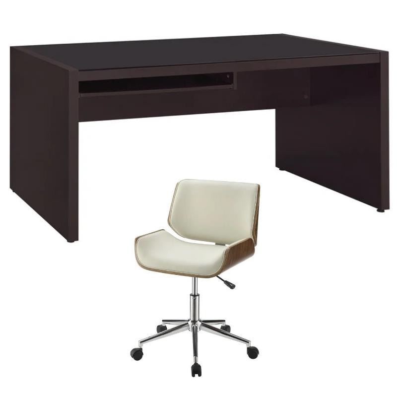 Home Square 2-Piece Furniture Set with Computer Desk & Faux Leather Office Chair