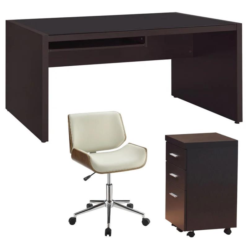 Home Square 3 Piece Set with Mobile File Cabinet Office Chair and Computer Desk