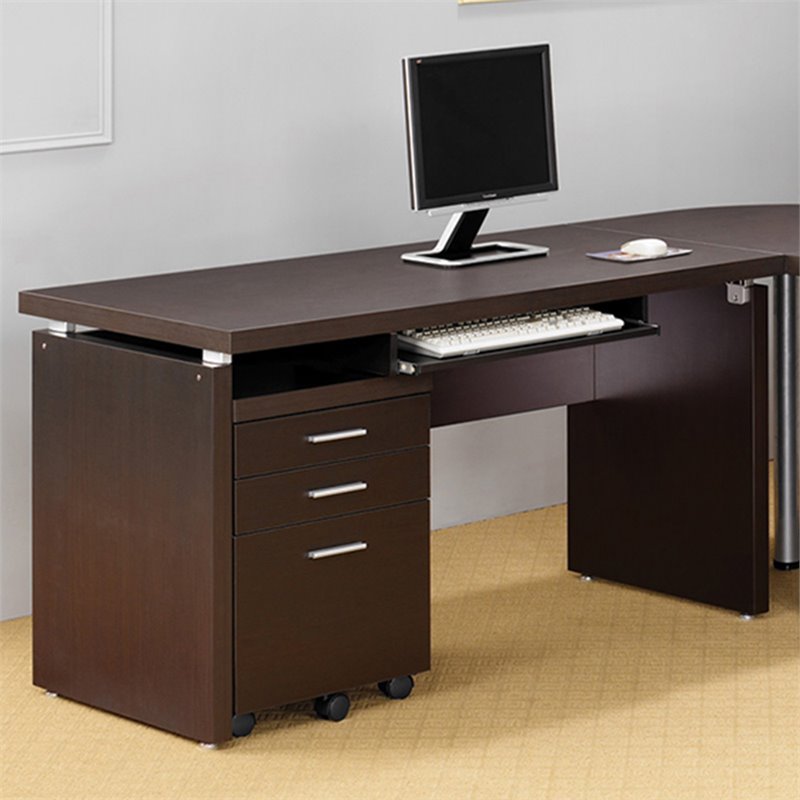 Home Square 3-Piece Set with Mobile File Cabinet Computer Desk and Office Chair