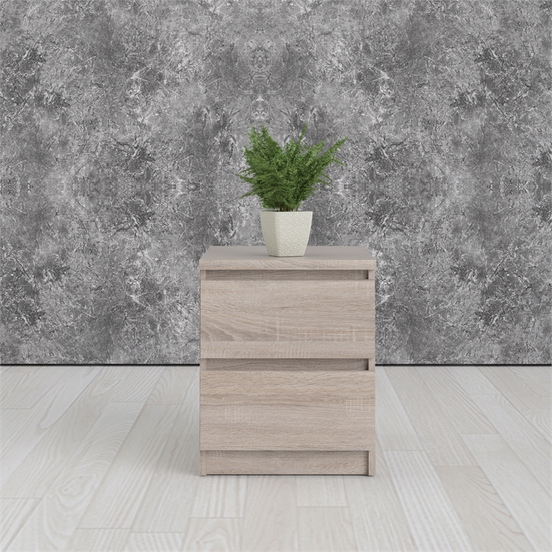 Home Square 2 Piece 2 Drawer Wood Nightstand Set in Truffle