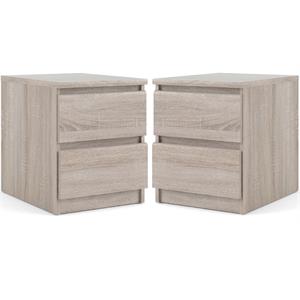 home square 2 piece 2 drawer wood nightstand set in truffle