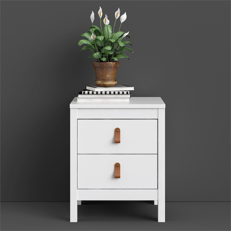 Home Square 2 Piece 2 Drawer Wood Nightstand Set in White