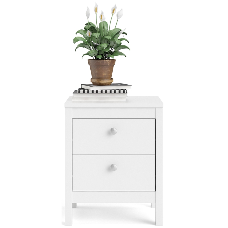 Home Square 2 Piece 2 Drawer Wood Nightstand Set in White