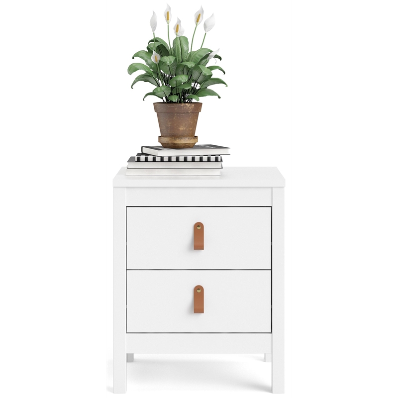 Home Square 2 Piece 2 Drawer Wood Nightstand Set in White