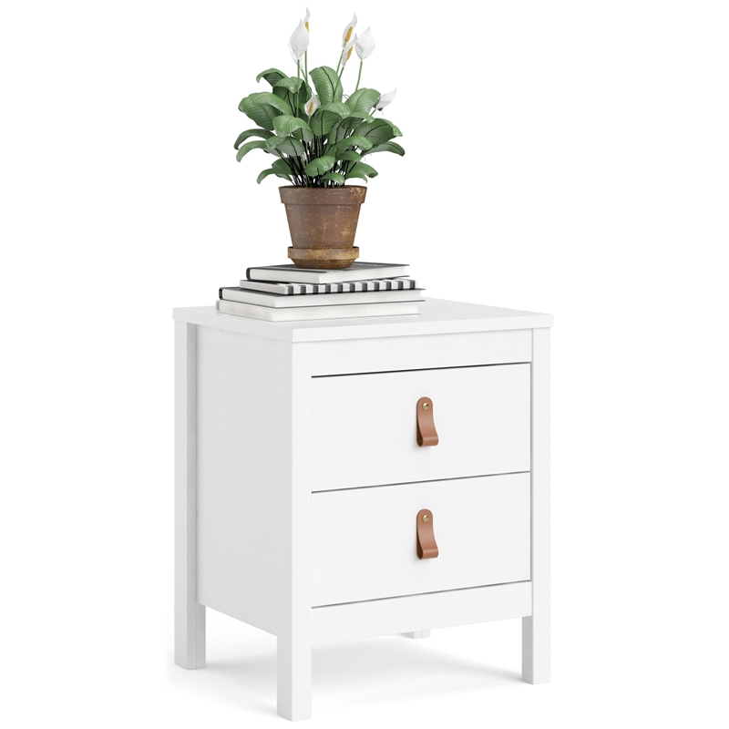 Home Square 2 Piece 2 Drawer Wood Nightstand Set in White