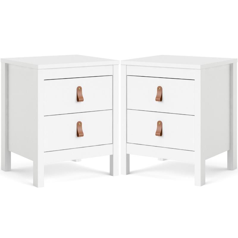 Home Square 2 Piece 2 Drawer Wood Nightstand Set in White