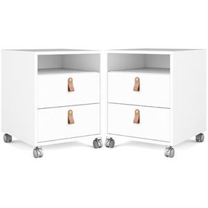 home square 2 piece 2 drawer 1 shelf mobile cabinet set in white