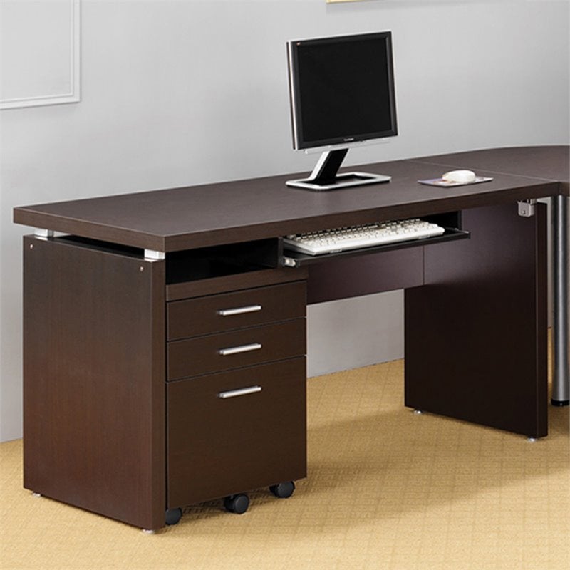 Home Square 2 Piece Set with Computer Desk and Mobile File Cabinet in Cappuccino