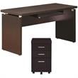 Home Square 2 Piece Set with Computer Desk and Mobile File Cabinet in Cappuccino