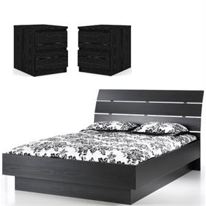 home square 3 piece furniture set with platform queen bed and 2 nightstands