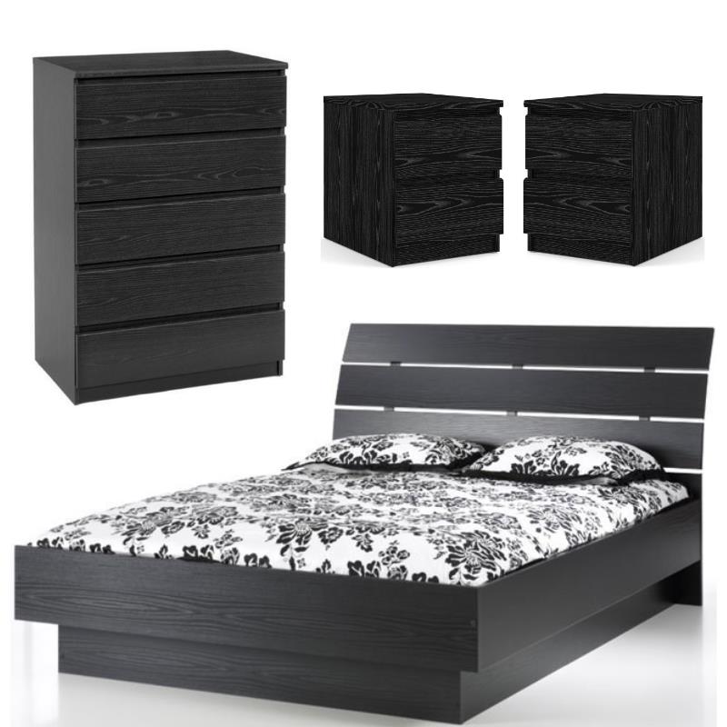 Home Square 4 Piece Furniture Set with Platform Queen Bed Chest & 2 Nightstands
