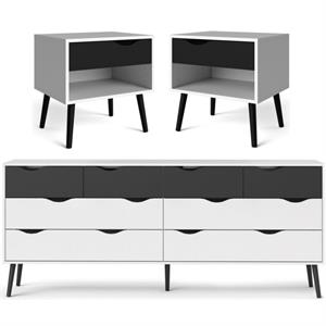 home square 3 piece furniture set with 2 1-drawer nightstands and dresser