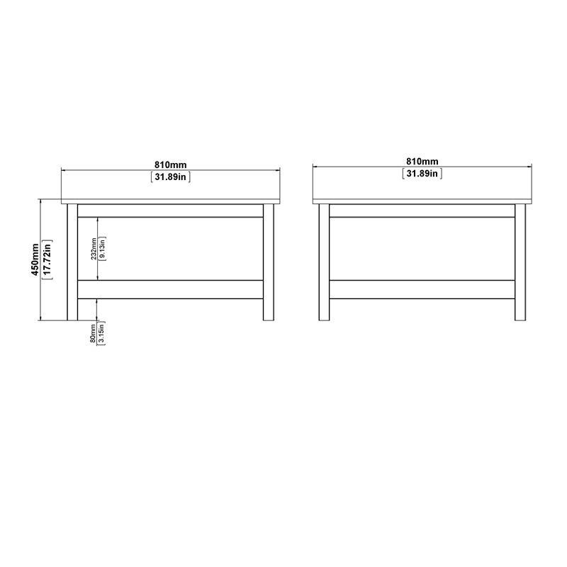 Home Square 2 Piece Furniture Set with Sideboard and Coffee Table in White