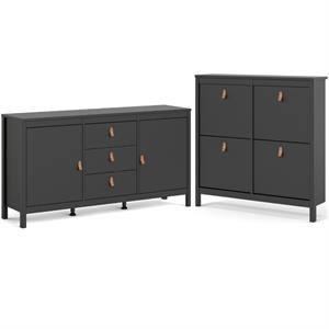 home square 2 piece furniture set with sideboard and shoe cabinet in black matte