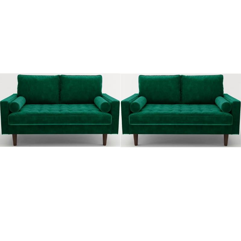 Home Square 2 Piece Velvet Living Room Loveseat Set in Green