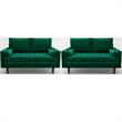 Home Square 2 Piece Velvet Living Room Loveseat Set in Green