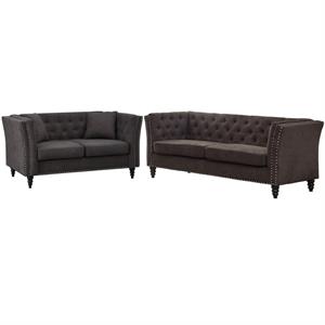 home square 2 piece set with living room sofa and loveseat in brown