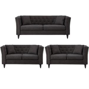 home square 3 piece set with living room sofa & 2 loveseats in brown
