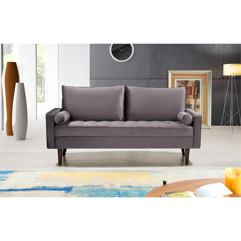 Home Square 2 Piece Velvet Living Room Sofa Set in Gray
