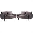 Home Square 2 Piece Mid-Century Velvet Living Room Loveseat Set in Gray