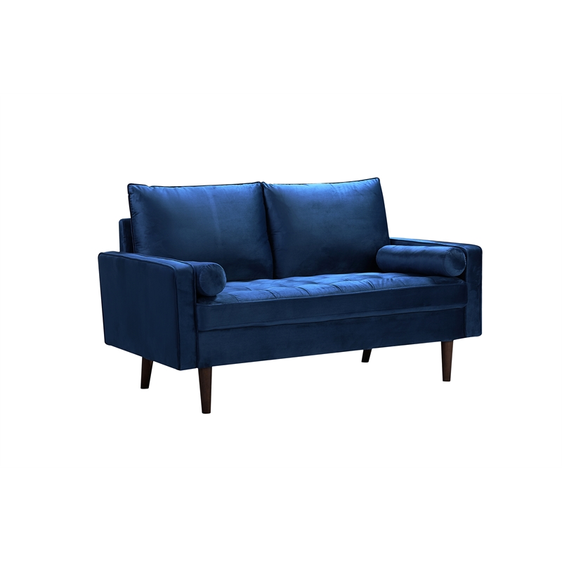 Home Square 2 Piece Mid-Century Velvet Living Room Loveseat Set in Blue