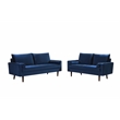 Home Square 2 Piece Mid-Century Velvet Living Room Loveseat Set in Blue