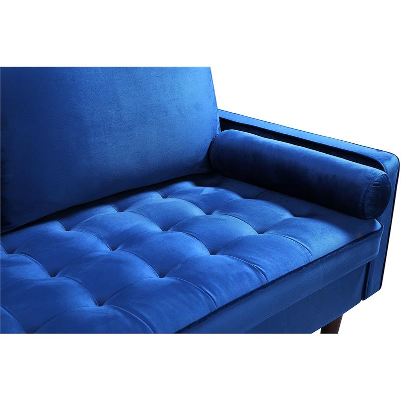 Home Square 2 Piece Mid-Century Velvet Living Room Loveseat Set in Blue