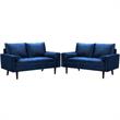 Home Square 2 Piece Mid-Century Velvet Living Room Loveseat Set in Blue
