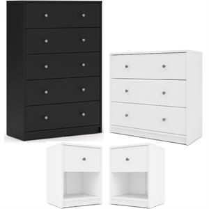home square 4 piece furniture set with 2 chests and 2 wood nightstands