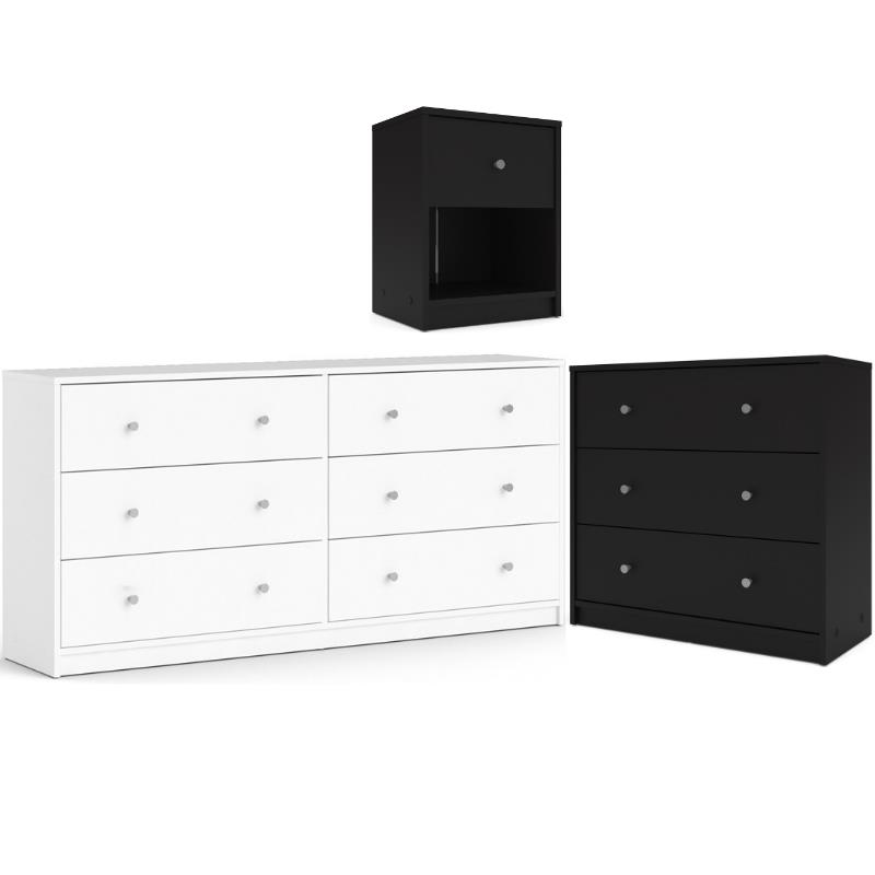 Home Square 3 Piece Set with 6 Drawer Double Dresser Nightstand and Chest