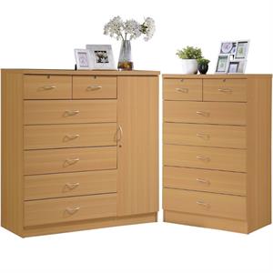 home square hodedah 2 piece 7 drawer wood chest set with locks