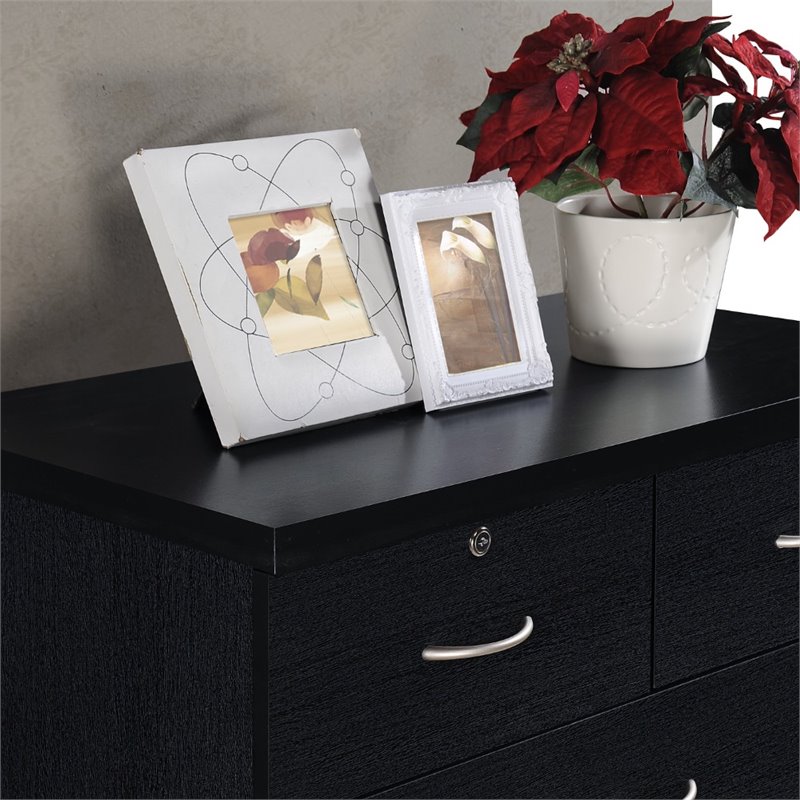 Home Square Hodedah 2 Piece 7 Drawer Wood Chest Set with Locks in Black