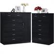 Home Square Hodedah 2 Piece 7 Drawer Wood Chest Set with Locks in Black