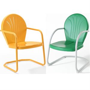 Home Square 2 Piece Metal Patio Chair Set in Tangerine and Grasshopper Green