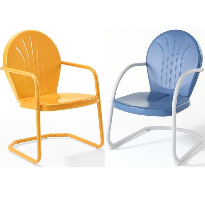 Home Square 2 Piece Metal Patio Chair Set in Tangerine and Sky Blue