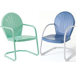 Home Square Griffith 2 Piece Metal Patio Chair Set in Aqua and Sky Blue
