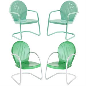 home square griffith 4 piece metal patio chair set in aqua & grasshopper green