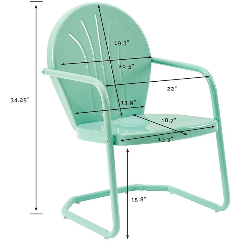 Home Square Griffith 4 Piece Metal Patio Chair Set in Aqua and Sky Blue